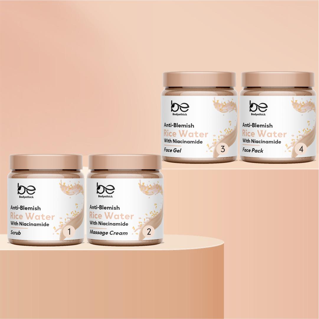 Bodyethick Rice Water Anti-Blemish || 4 Step Facial Kit (1600ml)