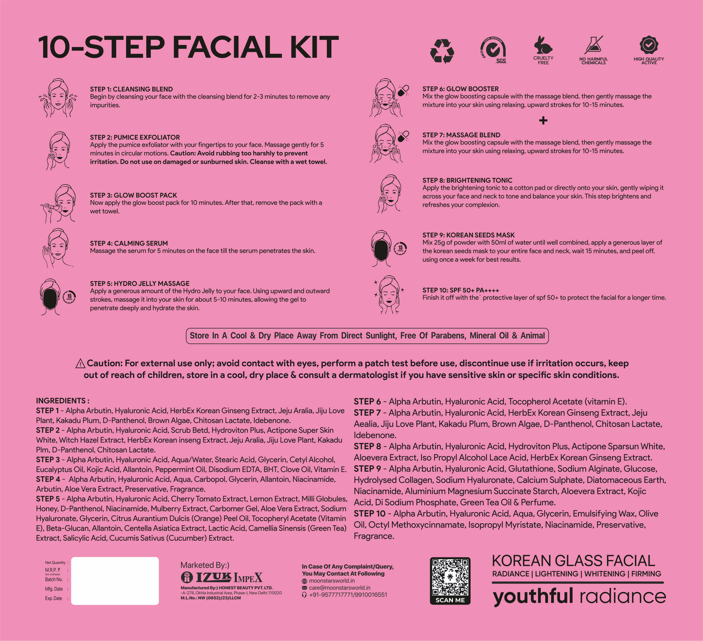 Moonstar 10-Step Facial Kit Treatment Pack of 10 (Buy 6 Get 4 FREE!)