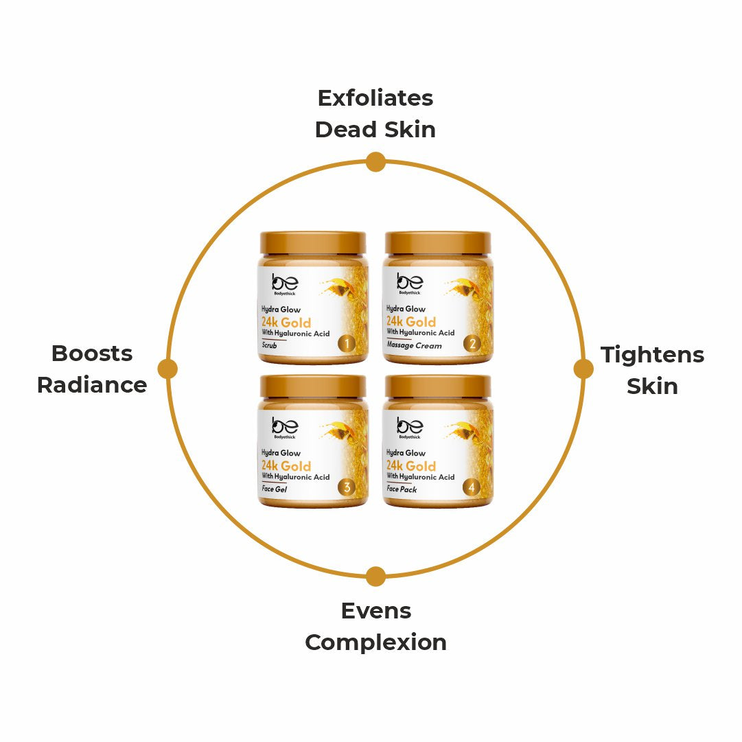 Bodyethick 24K Gold Hydra Glow || 4 Step Facial Kit (1600ml)